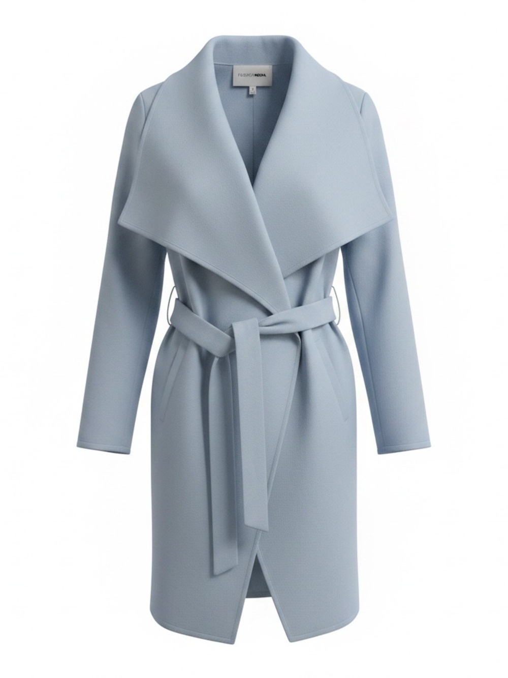 Fashion Nova Light Blue Wrap Belted Pea Coat